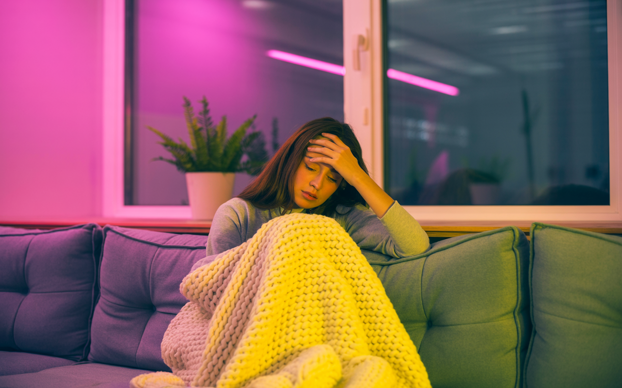 Woman suffering from mounjaro side effects