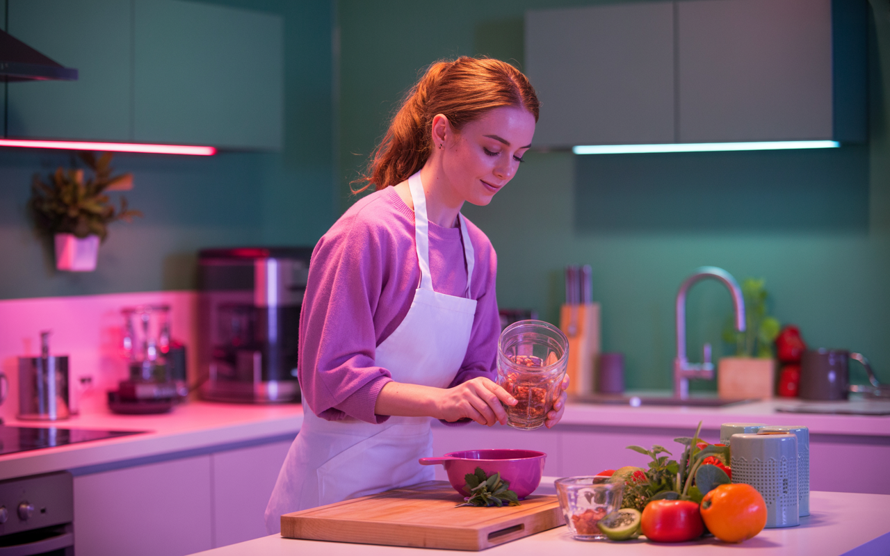 Young adult preparing a healthy meal, symbolising taking care of their health during the transition period