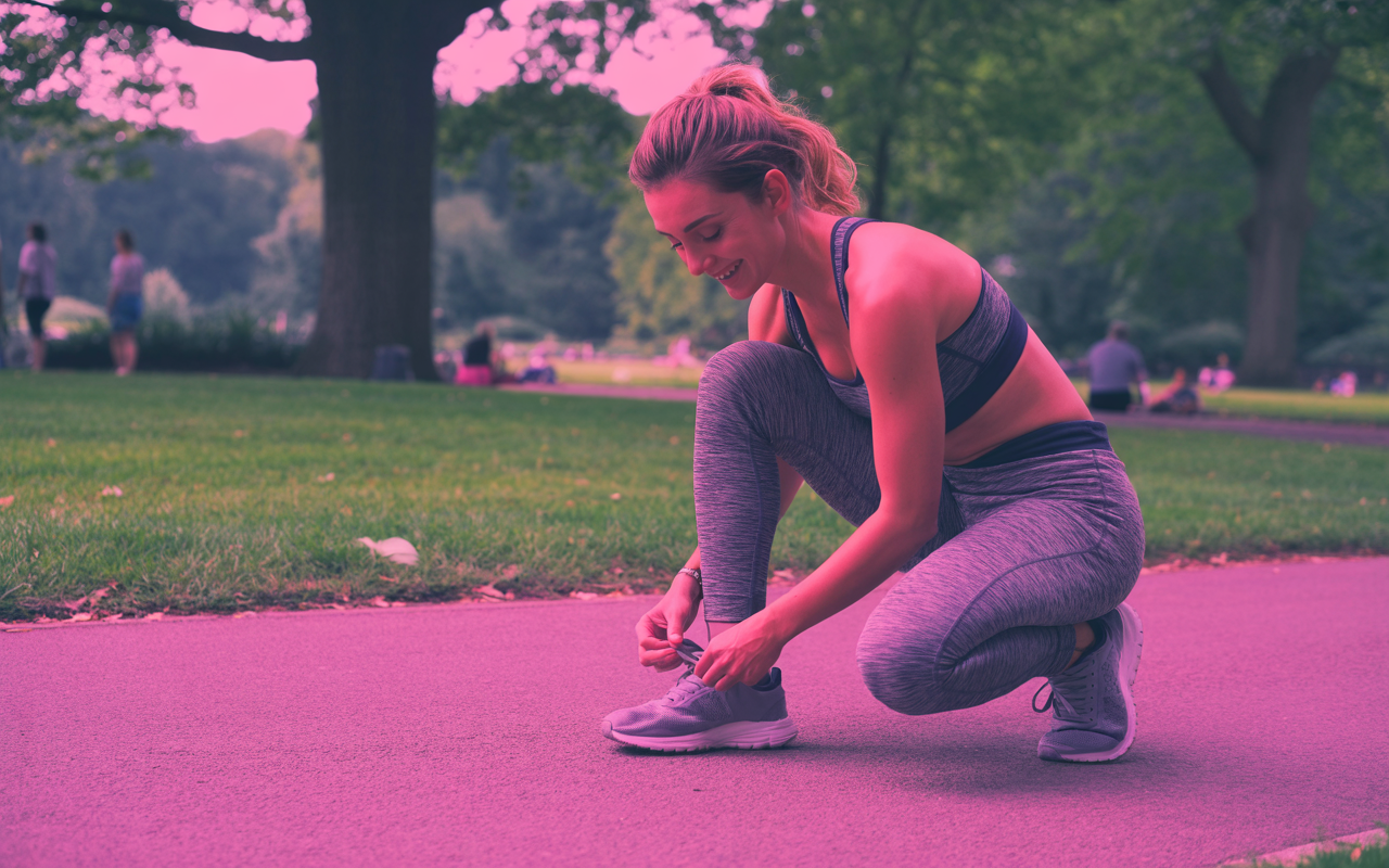 Woman preparing for exercise, representing steady commitment to health and wellness